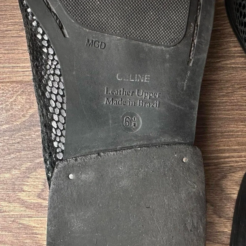 Celine Dark Green Textured Mules Loafers - Picture 5 of 5